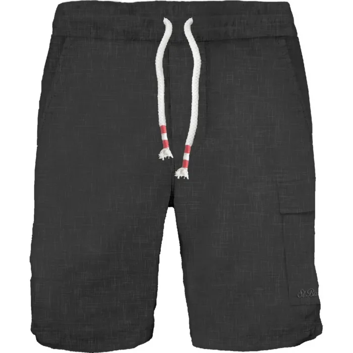 Bermuda Con Tasconi Mc2 Saint Barth In Lino Nero art. Marseille Linen 00 Black, foto 1 di 1