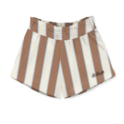 Pantaloncino Mc2 Saint Barth in Cotone  A Righe Marroni e Bianche art. Meave Cotton SB Beach Stripes 1931 EMB