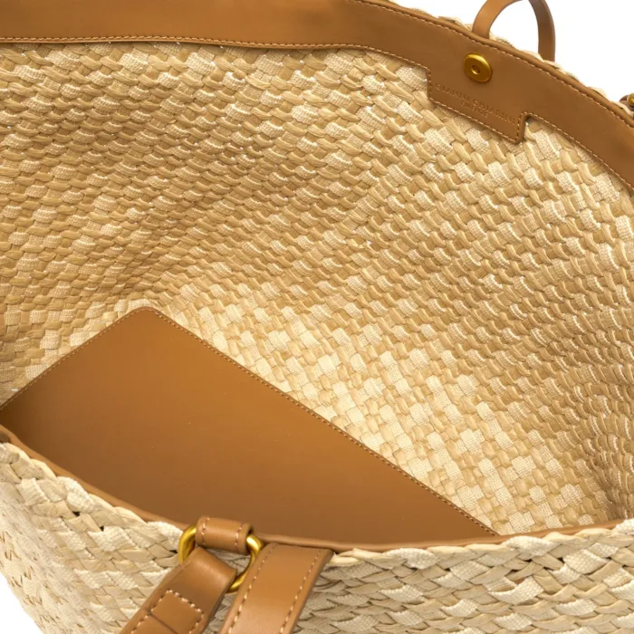 Borsa a Spalla Grande Gianni Chiarini In Paglia Intrecciata e Pelle Cuoio art. Mercy Naturale, foto 4 di 4