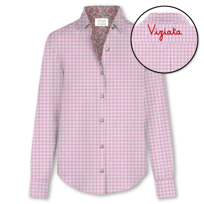 Camicia Mc2 Saint Barth in Cotone a Quadretti Rosa e Bianca art.  Meredith Cotton Vichy Viziata 21 EMB, foto 1 di 1