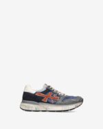 Sneakers Premiata Uomo in Camoscio Grigio e Nylon Blu Denim art. Mick 7215N