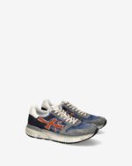 Sneakers Premiata Uomo in Camoscio Grigio e Nylon Blu Denim art. Mick 7215N - immagine 4