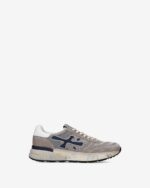 Sneakers Premiata Uomo in Camoscio Grigio e Dettagli Blu art. Mick 8001