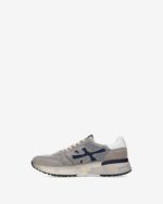 Sneakers Premiata Uomo in Camoscio Grigio e Dettagli Blu art. Mick 8001 - immagine 3