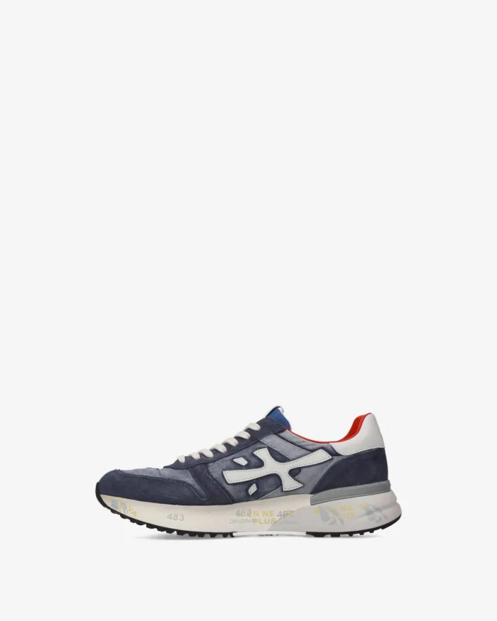 Sneakers Premiata Uomo in Camoscio Blu Denim art. Mick 8006, foto 3 di 5