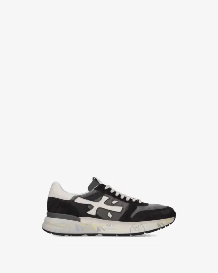 Sneakers Premiata Uomo in Camoscio Nero e Nylon Grigio art. Mick 8085