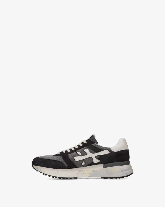 Sneakers Premiata Uomo in Camoscio Nero e Nylon Grigio art. Mick 8085, foto 3 di 5