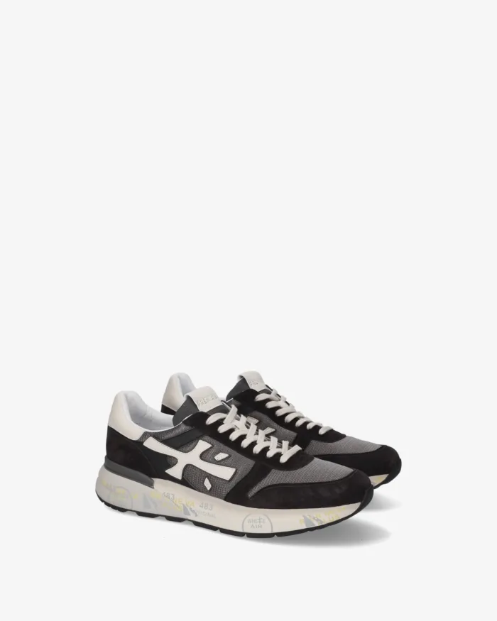 Sneakers Premiata Uomo in Camoscio Nero e Nylon Grigio art. Mick 8085, foto 4 di 5