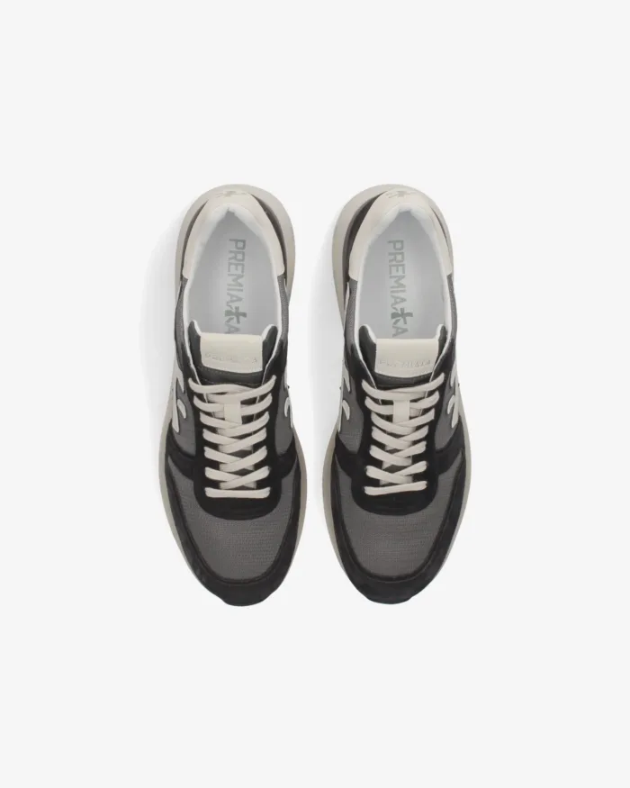 Sneakers Premiata Uomo in Camoscio Nero e Nylon Grigio art. Mick 8085, foto 5 di 5
