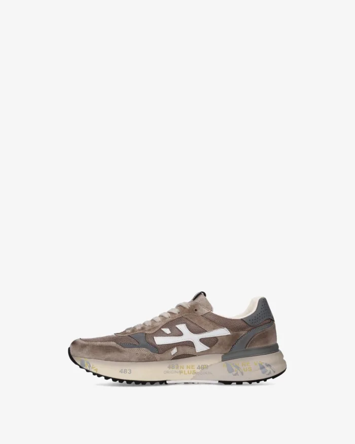 Sneakers Premiata Uomo in Camoscio e Nylon Tortora art. Mick 0.1 8118, foto 3 di 5