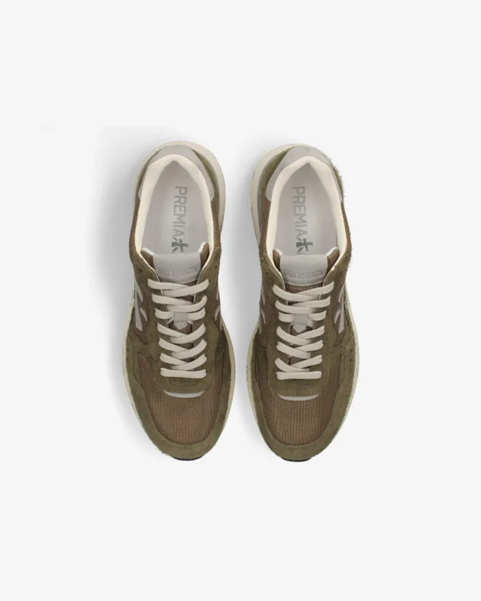 Sneakers Premiata Uomo in Camoscio e Nylon Verde art. Mick 0.1 8271, foto 3 di 5
