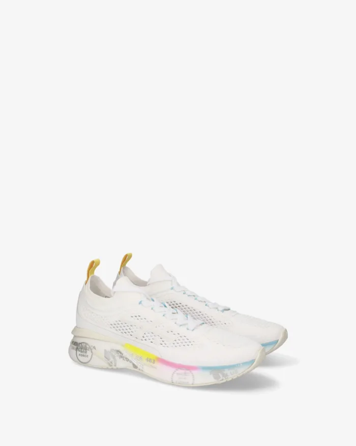 Sneakers Premiata Uomo in Tessuto Tecnico Traforato Bianco art. Moerun 0.1 8260, foto 3 di 5