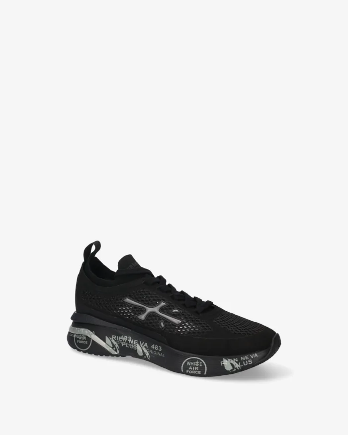 Sneakers Premiata Donna in Tessuto Tecnico Traforato Nero art. Moerund 0.1 8261, foto 2 di 5