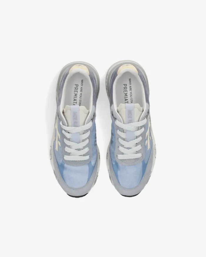 Sneakers Premiata Donna in Camoscio e Nylon Celeste art. Moerund 8082, foto 4 di 5