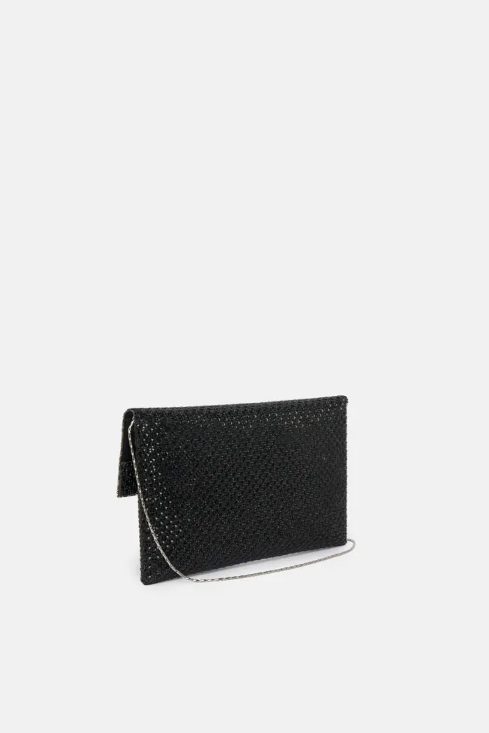 Pochette con Tracolla Twentyfourhaitch in Maglia Gioello Strass Nera art. Morna, foto 2 di 2