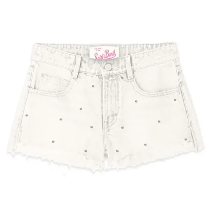 Pantaloncino Mc2 Saint Barth Bianco art. Musa Denim Strass 01