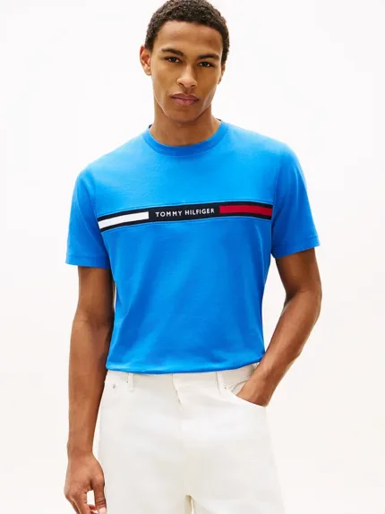 T-shirt regular fit in Jersey Uomo Tommy Hilfiger Blu con Logo ricamato art. MW0MW36498 C4U