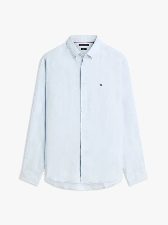 Camicia In Lino Regular Fit Uomo Tommy Hilfiger Azzurro Chiaro art. MW0MW41530 C10, foto 4 di 4