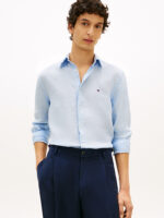 Camicia In Lino Regular Fit Uomo Tommy Hilfiger Azzurro Chiaro art. MW0MW41530 C10
