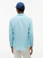Camicia In Lino Regular Fit Uomo Tommy Hilfiger Verde Acqua art. MW0MW41530 CSR - immagine 3