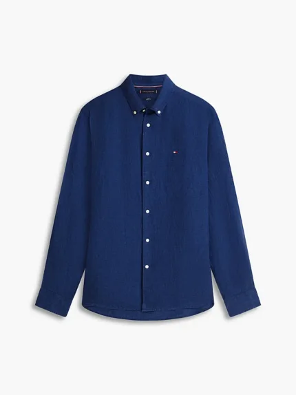 Camicia In Lino Regular Fit Uomo Tommy Hilfiger Blu Notte art. MW0MW41530 DCC
