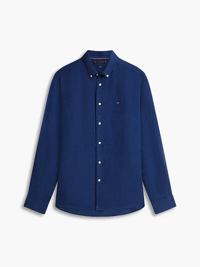 Camicia In Lino Regular Fit Uomo Tommy Hilfiger Blu Notte art. MW0MW41530 DCC, foto 1 di 3