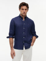 Camicia In Lino Regular Fit Uomo Tommy Hilfiger Blu Jeans art. MW0MW41530 C31