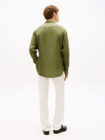 Camicia In Lino Regular Fit Uomo Tommy Hilfiger Verde Oliva art. MW0MW41530 MSX - immagine 3