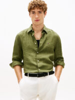 Camicia In Lino Regular Fit Uomo Tommy Hilfiger Verde Oliva art. MW0MW41530 MSX