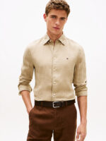Camicia In Lino Regular Fit Uomo Tommy Hilfiger Beige Sabbia  art. MW0MW41530 RBT