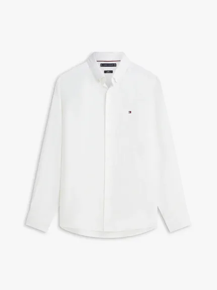 Camicia In Lino Regular Fit Uomo Tommy Hilfiger Bianca art. MW0MW41530 YBR