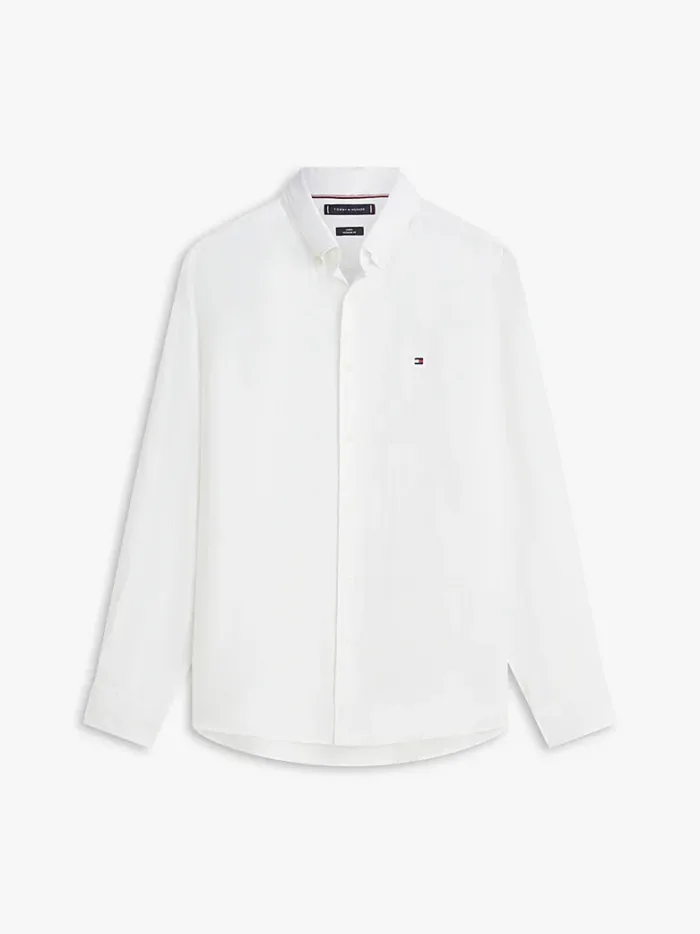 Camicia In Lino Regular Fit Uomo Tommy Hilfiger Bianca art. MW0MW41530 YBR, foto 1 di 4