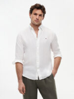 Camicia In Lino Regular Fit Uomo Tommy Hilfiger Bianca art. MW0MW41530 YBR - immagine 2