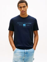 T-shirt regular fit in Jersey Uomo Tommy Hilfiger Blu scuro con Logo art. MW0MW42365 DW5