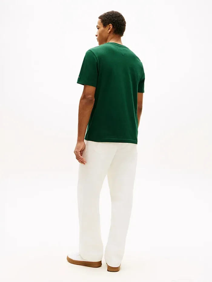 T-shirt regular fit in Jersey Uomo Tommy Hilfiger Verde con Logo art. MW0MW42365 MBN, foto 3 di 3