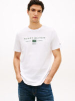 T-shirt regular fit in Jersey Uomo Tommy Hilfiger Bianca con Logo Verde art. MW0MW42365 YBR - immagine 2
