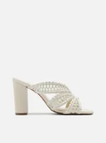 Sandalo Mules Arezzo in Canapa Intrecciata Avorio H 9 cm art. Ciara White