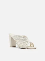 Sandalo Mules Arezzo in Canapa Intrecciata Avorio H 9 cm art. Ciara White - immagine 2