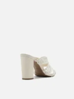 Sandalo Mules Arezzo in Canapa Intrecciata Avorio H 9 cm art. Ciara White - immagine 3