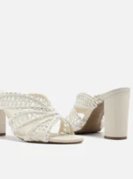 Sandalo Mules Arezzo in Canapa Intrecciata Avorio H 9 cm art. Ciara White - immagine 4