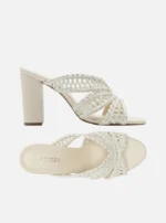 Sandalo Mules Arezzo in Canapa Intrecciata Avorio H 9 cm art. Ciara White - immagine 5