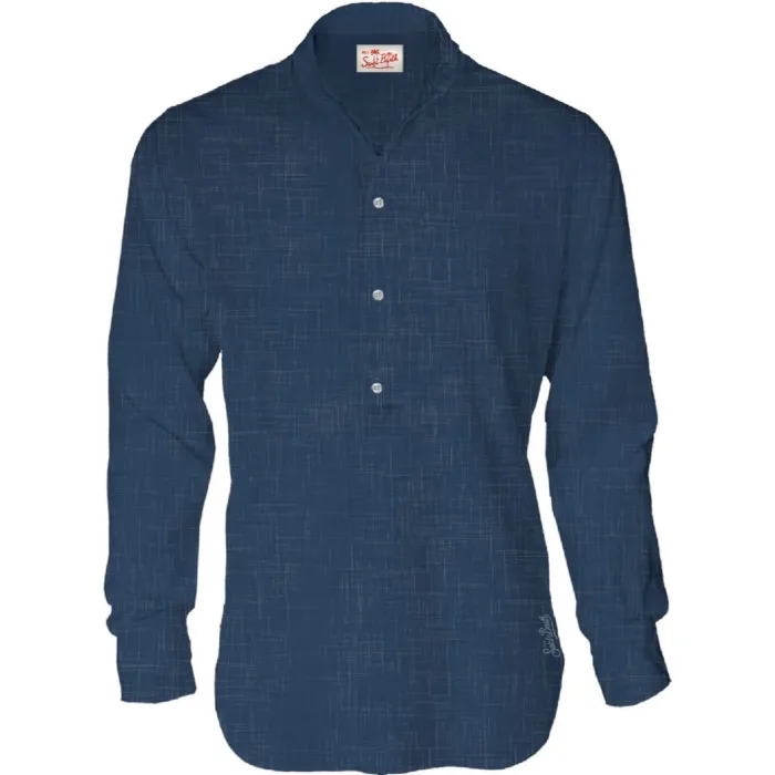 Camicia in Lino Uomo Mc2 Saint Barth Blu Navy art. Naxos Linen Blue Navy, foto 1 di 1