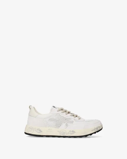 Sneakers Premiata Uomo in Pelle e Camoscio Bianco e Rete Traforata art. Nous 8106
