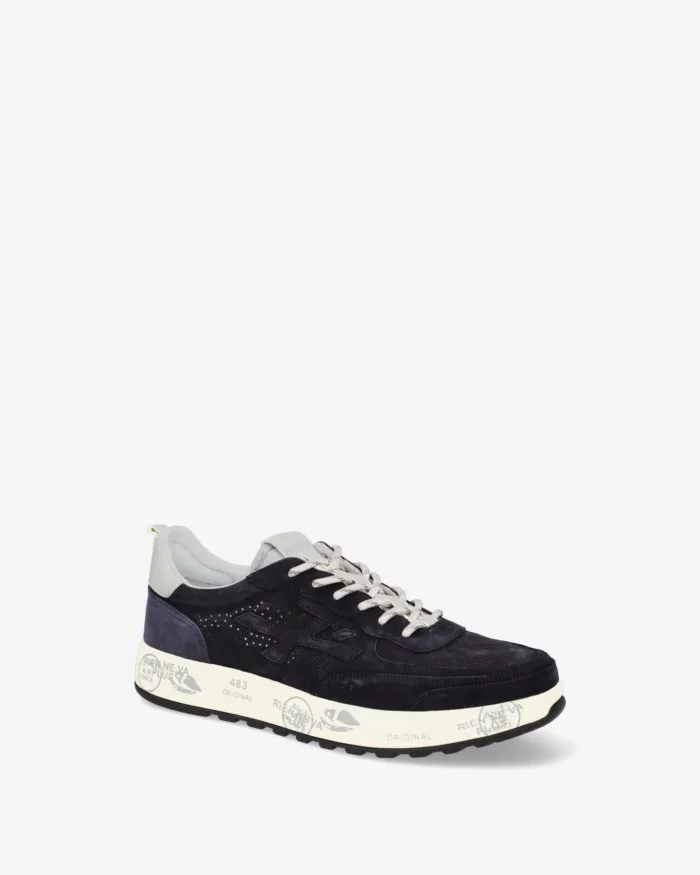 Sneakers Premiata Uomo in Camoscio Blu Traforata art. Nous 8289, foto 2 di 5