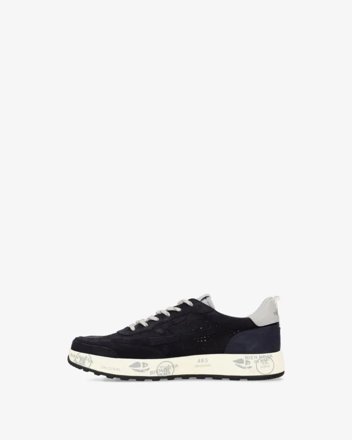 Sneakers Premiata Uomo in Camoscio Blu Traforata art. Nous 8289, foto 3 di 5