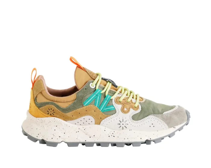 Sneakers Flower Mountain Uomo in Camoscio Beige e Nylon Verde art. Yamano 3 Unisex 3B46 GREY-TAUPE, foto 1 di 3