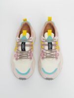Sneakers Flower Mountain Donna in Camoscio Rosa Pallido e Nylon Bianco art. Yamano 3 Woman 1B54 Pink Off White - immagine 2