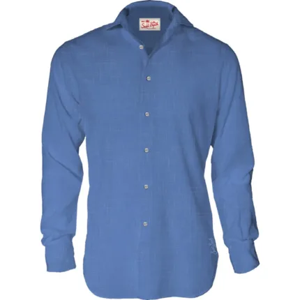 Camicia in Lino Mc2 Saint Barth Blu Denim art. Pamplona Linen 17M Cloud Blue