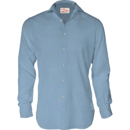 Camicia in Lino Mc2 Saint Barth Blu Polvere art. Pamplona Linen 33 Dusty Blue