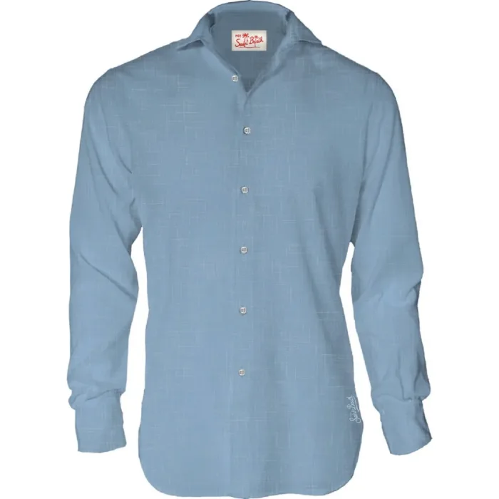 Camicia in Lino Mc2 Saint Barth Blu Polvere art. Pamplona Linen 33 Dusty Blue, foto 1 di 1